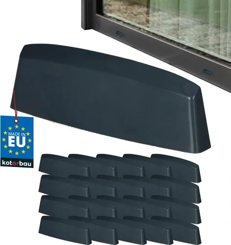 KOTARBAU® 20er Set Wasserschlitzkappen Fensterabflusslochkappen 45 mm ASA-Kunststoff Anthrazit Fensterentwässerung Entwässerung Fenster PVC Schutz Abdeckung