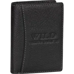 RFID echt Leder Portemonnaie Geldbörse Geldbeutel Herren Hochformat Schwarz (5500) - Schwarz