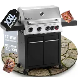 Flammenwerk Profi Gasgrill FWGG.1354 – 4 + 1 Brenner mit 17 kW Leistung - Hochwertiger Gasgrill mit 4 Hauptbrennern und einem praktischen Seitenbrenner für vielseitiges Grillen. Robuste Edelstahl-Konstruktion sorgt für Langlebigkeit und optimale Grillresultate.