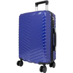 Polycarbonat Kleiner Handgepäck Reisekoffer Meran 55 cm Blau - Kompakter Handgepäck Trolley 'Meran' für Kurztrips. Aus robustem Polycarbonat mit elegantem Streifendesign. Ausgestattet mit 4 drehbaren Doppelrädern und einem integrierten Zahlenschloss für maximalen Komfort.
