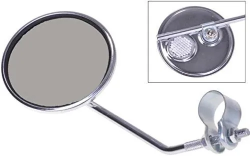 Gravidus Lenkerspiegel aus Metall, verchromt, Ø 75 mm, beidseitig montierbar, silber, Rückspiegel