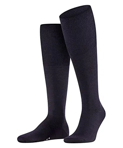FALKE Herren Kniestrümpfe Airport M Kh Wolle Baumwolle, Blau Dark Navy 6370, 41-42 - Hochwertige Herrenkniestrümpfe aus wärmender Merinowolle und hautfreundlicher Baumwolle. Atmungsaktiv, feuchtigkeitsregulierend und mit flacher Zehennaht für optimalen Tragekomfort. Ideal für Anzüge und Alltagsschuhe.