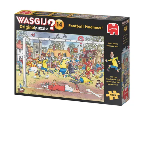 Jumbo Spiele Wasgij Original 14 Football Madness! 1000 Teile Puzzle - Puzzle mit 1000 Teilen, ideal für Fußballfans und Puzzle-Liebhaber, sorgt für stundenlangen Spielspaß und fördert die Konzentration.