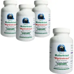 Mutterkraut 720 Pulver Kapseln - Natürliches Migränekraut nach Hildegard von Bingen - Nahrungsergänzungsmittel mit 100% natürlichem Mutterkraut, ohne Zusatzstoffe und Rückstandskontrolle. Ideal zur Unterstützung bei Migränebeschwerden.