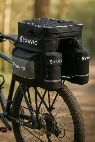 Gepäckträgertasche 60 L Wasserfest Fahrradtasche für Gepäckträger mit Reflektoren und Abdeckung Schwarz 23798