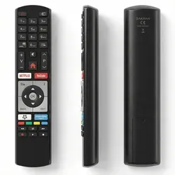 Dakana Ersatz Fernbedienung für Telefunken RC4318P / RC4318 Finlux Vestel Edenwood 4K Ultra HD mit YouTube Netflix Tasten Fernseher Receiver TV Re... - Schwarz