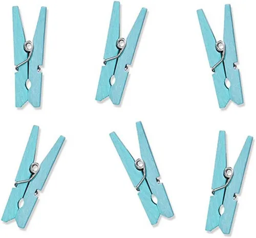 partydeco Dekoklammer PartyDeco Miniklammern aus Holz Holzklammern Hellblau 20 Stück