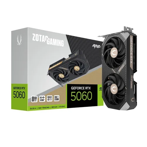 ZOTAC Gaming GeForce RTX 5060 AMP 8GB GDDR7 - Hochleistungs-Grafikkarte für Gaming - Grafikkarten mit 8GB GDDR7, ideal für flüssiges Gaming und beeindruckende Grafiken bei modernsten Spielen.