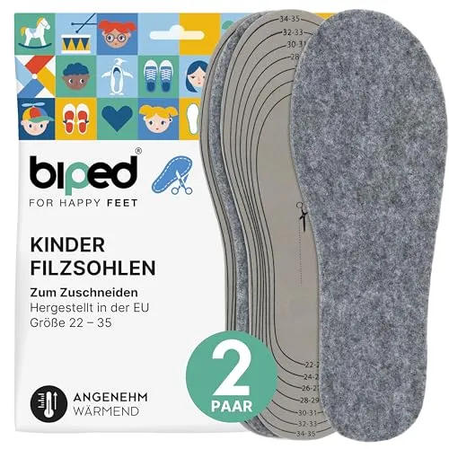 biped 2 Paar Kinder Filz Einlegesohlen