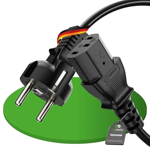 conecto Stromkabel Kaltgerätekabel 3 Polig, 2,0m, Schutzkontakt Netzstecker Stecker auf Kaltgerätekupplung C13 Buchse, Strom Kabel Netzkabel Netzteil für Monitor PC Drucker, Schwarz