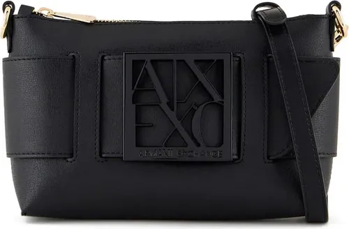 Armani Exchange Schultertasche 942907_0a874 Schwarz - Umhängetasche aus beschichtetem Gewebe mit abnehmbarem Tragegriff und Markenlogo, ideal für stilvolle Auftritte.