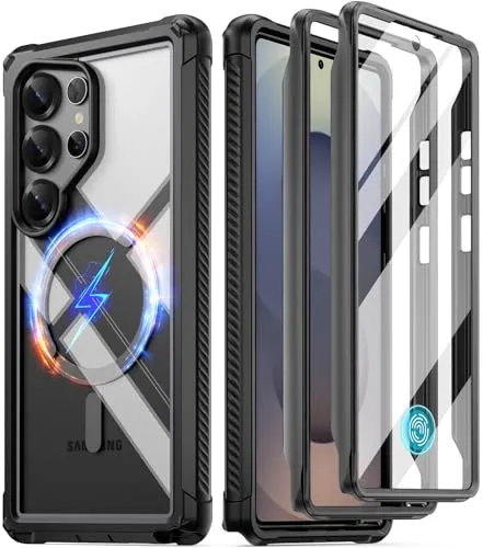 Poetic Guardian Schutzhülle für Galaxy S25 Ultra 5G 17,5 cm (6,9 Zoll) (2025), mil-gradige Falltests, integrierter Displayschutz, funktioniert mit Fingerabdruck-ID, stoßfest, robust, transparent,