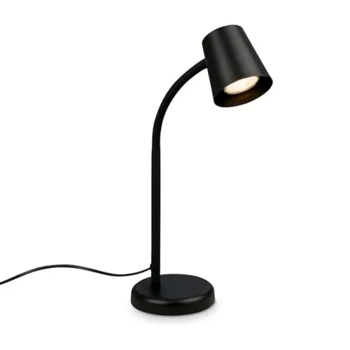 BRILONER – Nachttischlampe, Schreibtischlampe Schwenkbar, Tischlampe GU10 für Home Office mit Kabelschalter, Leselampe, Schwarz