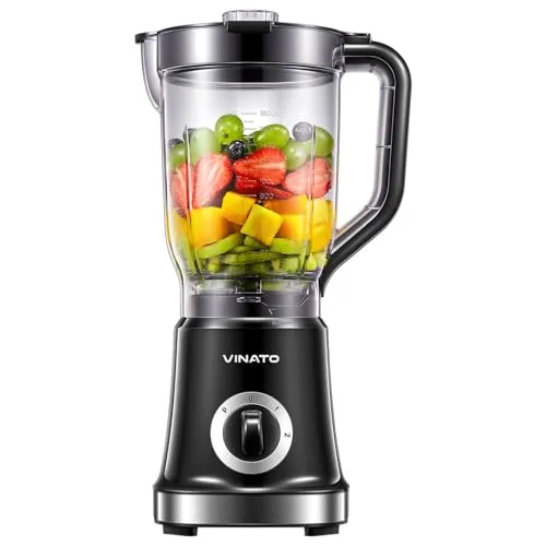 VINATO Mixer, Standmixer mit 4 Klingen Mixer für Smoothies, Milchshakes und Säfte,Blender mit Edelstahlklingeneinheit, Sicherheitsschalter