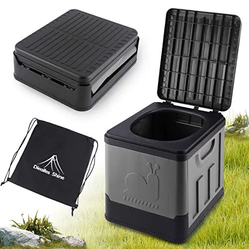 Diealles Shine Campingtoilette Faltbar, Tragbare Mobile Toilette, Notfall Camping WC, Notfall Toilette für Garten Outdoor Camping, Grau