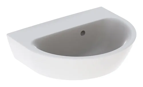 Geberit Renova Handwaschbecken ohne Hahnloch - 450 mm x 360 mm - Weiß - Waschtisch in elegantem Weiß, ideal für kleine Bäder, mit Überlauf und modernem Design für optimale Hygiene.
