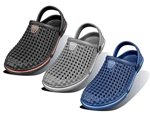 Herren Clogs Pantoletten Sommer Atmungsaktiv Hausschuhe Gartenschuhe (Grau, Numeric_45)
