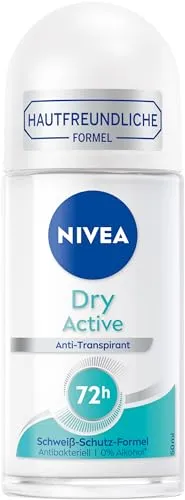 Nivea DRY ACTIVE Anti Transpirant Deo Roller 50ml - Damen Deodorant mit 72h Schutz, sorgt für ein trocken-frisches Gefühl und ist ideal für normale Haut.