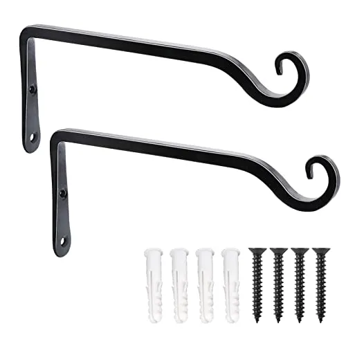 JunGG Pflanzenhalterung Blumenampelhalter 25 cm Eisen Hängender Pflanzenhalter Wandhaken Blumenampel Wandpflanzenhaken für Pflanzer Vogelhäuschen Laternen Windspiele Wandleuchter, 2er Pack