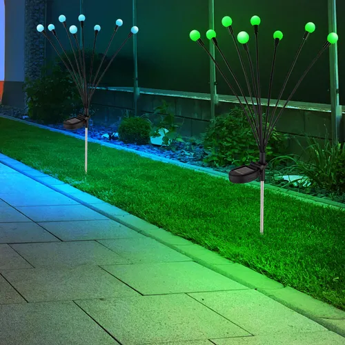 Solarlampe RGB Außenleuchte Schwarz 2x LED Gartenlampe - Moderne Solarleuchte mit RGB Farbwechsel und wetterfestem Design. Ideal für den Außenbereich, sorgt für stimmungsvolle Beleuchtung im Garten. Einfache Montage mit Erdspieß.