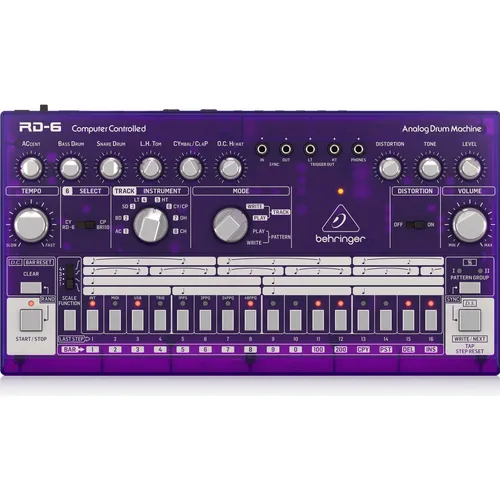 Behringer RD-6-GP Trommelmaschine - E-Drums mit echter Analogschaltung für authentischen Sound und 16 originalen Trommel-Sounds, ideal für kreative Musiker und Produzenten.