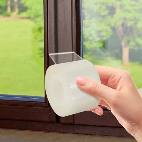 Ennoxwi Zugluftstopper 5cm x 10m, Fenster-Dichtungsband und Isolierband, Klarer Wasserdichter Klebestreifen für Tür- und Fensterspalten, Rückstandslos Entfernbar