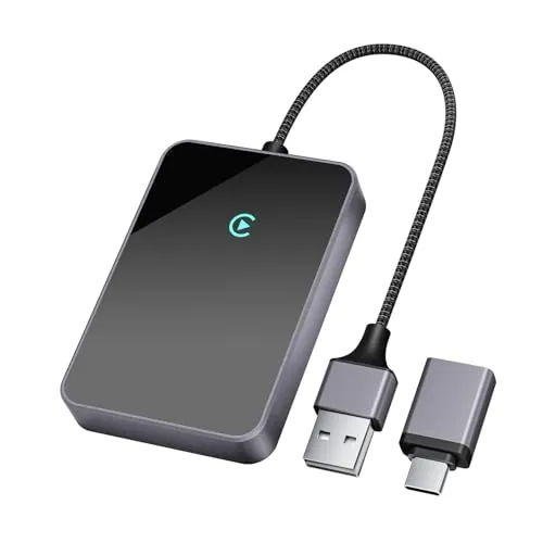 Salcar Wireless CarPlay Adapter für iPhone - Kabelloses Fahrerlebnis - Adapter für kabelloses CarPlay, kompatibel mit über 99 % der Fahrzeuge. Genießen Sie mühelose Verbindung und flüssige Bedienung dank Dualband-WiFi 6 und modernem A7-Prozessor.