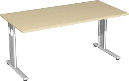 Geramöbel Schreibtisch Flex S-617146-AS - Höhenverstellbarer Kinderschreibtisch in Ahorn, ideal für ergonomisches Arbeiten und Wachsen. Robuste melaminharzbeschichtete Spanplatte mit Kabelkanal für Ordnung.