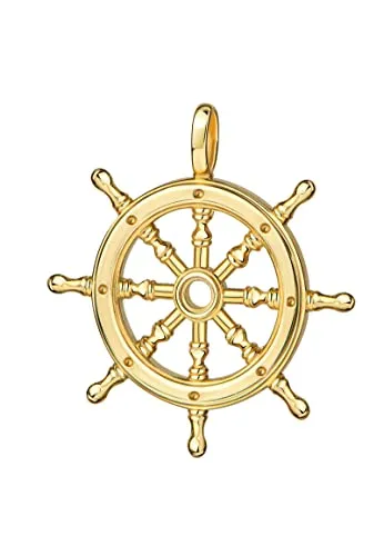 JEVELION Vergoldeter Steuerrad-Anhänger Maritim 925 Silber vergoldet Schiffsruder für Damen und Herren