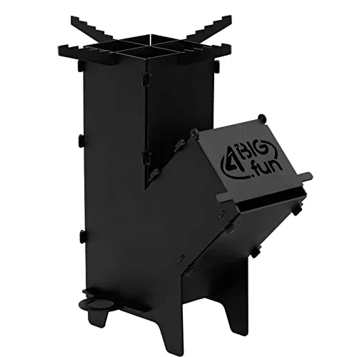 4BIG.fun Raketenofen für Dutch Oven - Faltbarer Campingkocher - Campingkocher aus robustem 2 mm Stahl, hitzebeständig und ideal für Outdoor-Fans. Kompakt, leicht und einfach aufzubauen – perfekt für Grillabenteuer mit Dutch Oven!