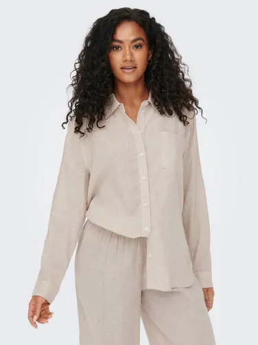 ONLY Damen Onltokyo L/S Linen Blend Shirt PNT Noos - Blusen & Tuniken für Damen, luftiges Leinen-Viskose Hemd in entspannter Passform – ideal für sonnige Tage und den Lagenlook.