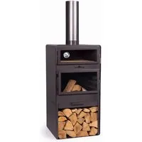 Cook King Vento Terrassenofen - Hochwertiger Gartenkamin mit Grillrost - Grills: Robuster Terrassenofen mit Backofen, 150 cm hoch, bietet Holzlager und optimale Luftzufuhr für sicheres und effektives Grillen im Freien.
