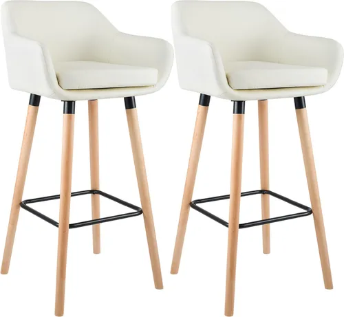 CLP 2er Set Barhocker Grant - Barmöbel: Bequeme Barhocker mit Kunstlederbezug und Holzgestell, pflegeleicht und ideal für stilvolle Küchen oder Bars.