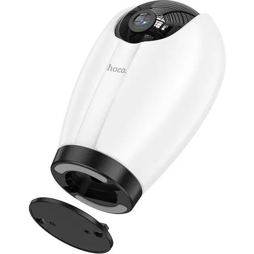 Hoco D6 Überwachungskamera mit Mikrofon - Full HD 1080p - Die Hoco D6 Überwachungskamera in Weiß bietet gestochen scharfe Full HD Auflösung (1920 x 1080 Pixel) und integriertes Mikrofon für klare Audioüberwachung. Ideal für die Sicherheit in Innenräumen.