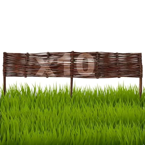 Floranica 10 Stück Beetbegrenzung aus Weide 10 cm x 100 cm Rasenkante aus Weidengeflecht Beeteinfassung Rasenkante Beetzaun Weidenzaun Palisade Abtrennung von Blumenbeetwegen Gartenbeeten