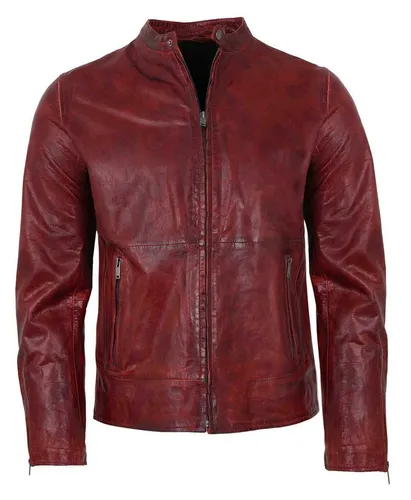 Freaky Nation Lederjacke Fresh Man-FN Freaky Nation - Herren Lederjacke Lammnappa dunkelrot