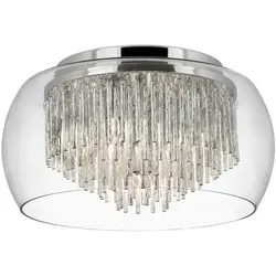 Xxxl Deckenleuchte Curva, Chrom, 18.5 cm - Moderne Deckenleuchte aus Glas und Metall in Chrom-Optik, ideal für stilvolle Innenbeleuchtung über dem Esstisch.