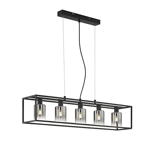 FISCHER & HONSEL Pendelleuchte Iska, 5-flammig, schwarz - Lampen für Indoor-Einsatz, elegantes Design mit 5 Flammen und individuell wählbaren Leuchtmitteln für stimmungsvolle Beleuchtung.