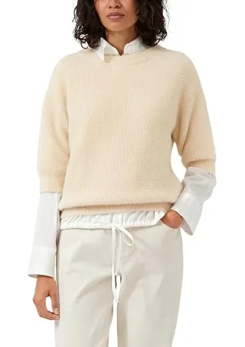 s.Oliver Flauschiger Strickpullover mit halbem Arm - Eleganter Strickpullover im Regular Fit aus weichem Baumwollmix, ideal für gemütliche Tage. Mit Rundhalsausschnitt und kurzen Ärmeln, bietet er hohen Tragekomfort.