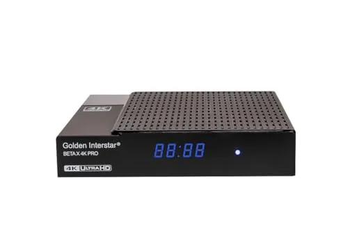 Golden Interstar Beta X 4K Pro UHD Receiver - Media-Streaming-Client mit HiSilicon Hi3798MV300 Chipsatz, 4K UHD @ 60 FPS, 1GB RAM und 8GB Speicher, ideal für beeindruckende Streaming-Erlebnisse.