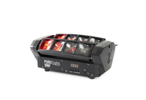 PURElight Spidy 8x 5W RGBW CREE - 2-fach Moving Bar - Licht-Effekte mit 8 RGBW-LEDs, individuell steuerbar für beeindruckende Beams. Ideal für Partys und mobile DJs, inklusive DMX-Steuerung und Musikmodus für dynamische Lichtshows.