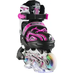 Apollo Inlineskates für Kinder mit LED Wheels - Verstellbare Inliner in Pink, ideal für Kinder ab 6 Jahren. Mit leuchtenden LED Wheels und sicherem Verschluss für unbeschwerten Spaß beim Inlineskating.