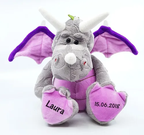 Kuscheltier Stofftier Plüschtier Kind Baby Spielzeug Drache mit Namen persönlich