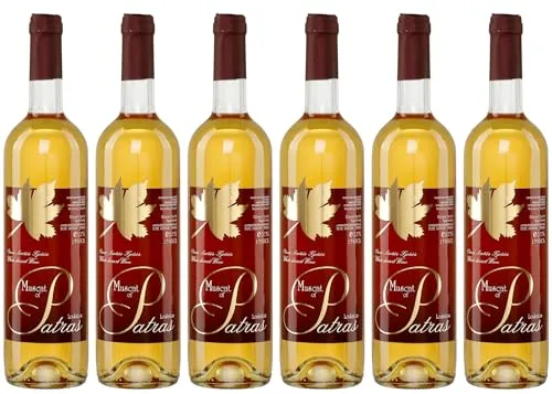 Muskat aus Patras 6x 0,75l Loukatos Likörwein weiß | 15% Vol. | + 20ml Jassas Olivenöl