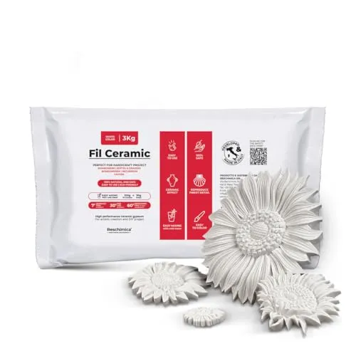 Ungiftiges Gipspulver zum Gießen - 3 kg geruchloser Keramikgips für kreative Projekte - Modelliermasse für Hobbygebrauch, schnell aushärtend und ideal für robuste, kreative Objekte - perfekt für Tischdekorationen und mehr!