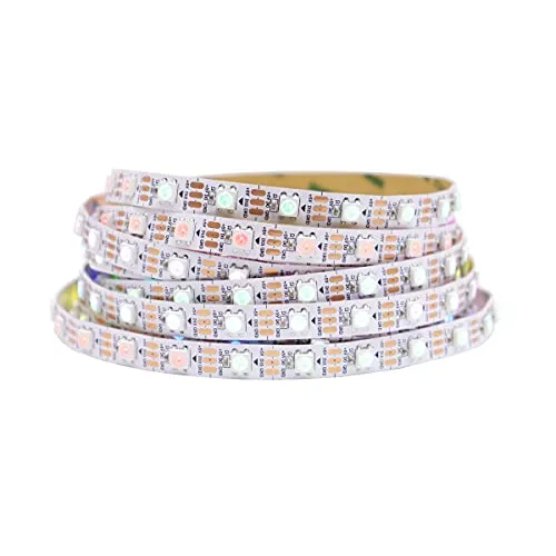 LOAMLIN LED Streifen WS2812B 5M 60 LEDs/m, RGB-IC Magische Farbe Programmierbar Led 300Pixels, Flexibler Individuell Adressierbar 5050 SMD Led Strip, Weiß Platine, IP30 nicht wasserdicht