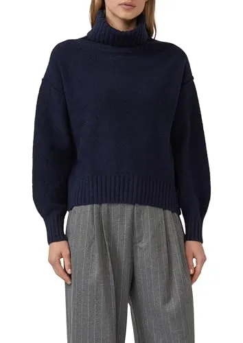 s.Oliver Longpullover Strickpullover mit breitem Rollkragen in Blau - Größe L (40) - Kuscheliger Strickpullover mit oversize Passform und breitem Rollkragen. Ideal für einen lässigen Look und angenehmen Tragekomfort. Perfekt für die kühle Jahreszeit.