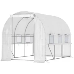 Outsunny Foliengewächshaus 2,95 x 2 x 2 m – UV-Schutz & aufrollbare Fenster - Verlängern Sie Ihre Anbausaison mit dem Outsunny Foliengewächshaus! Es schützt Ihre Pflanzen vor Kälte und bietet optimale Belüftung durch aufrollbare Fenster. Ideal für Garten und Balkon.
