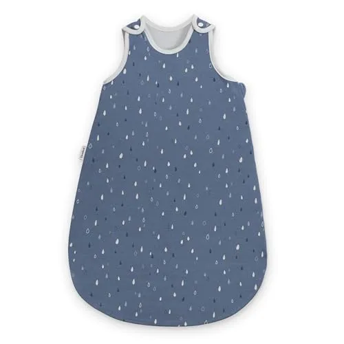 Ehrenkind Babyschlafsack Sommer - Jeansblau Tropfen, 100% Bio-Baumwolle - Schlafsäcke für Babys aus atmungsaktiver Bio-Baumwolle, ideal für warme Nächte mit 1.0 TOG und OEKO-TEX Standard 100 Zertifizierung.