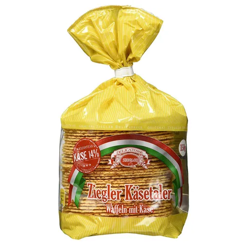 Ziegler Käsetaler natur 150g - Knuspriges Käsegebäck - Crackers mit 14% Käsepulver, perfekt zum Knabbern für jeden Anlass und ein unwiderstehlicher Snack für Käseliebhaber.